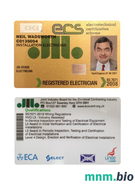 Szablon karty elektrotechnicznego systemu certyfikacji (ECS) Wielkiej Brytanii w PSD